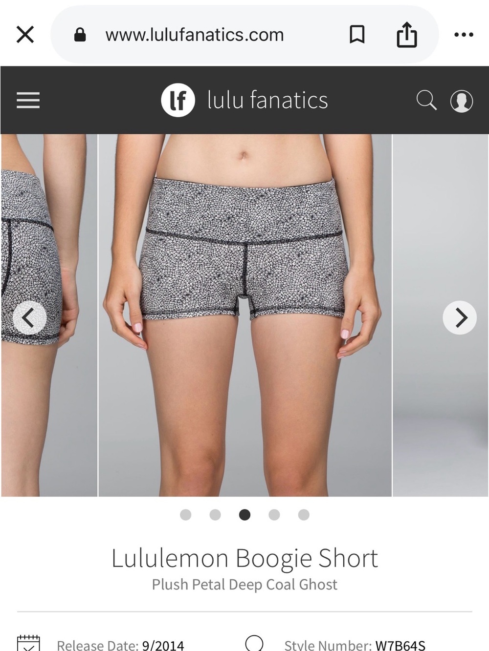 lululemon athletica Boogie Shorts in Deep Coal Ghost Print - 2” inseam perfect